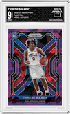 Tyrese Maxey from the 2020-21 Panini Prizm set featuring a Purple Ice parallel graded by Arena Club and given an overall grade of 9.