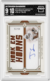 Ja'Tavion Sanders from the 2024 Panini National Treasures Collegiate set featuring a Gold parallel graded by Arena Club and given an overall grade of 9.