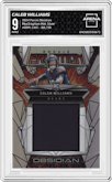 Caleb Williams from the 2024 Panini Obsidian set featuring a Silver parallel graded by Arena Club and given an overall grade of 9.