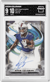 Keon Coleman from the 2024 Topps Inception set graded by Arena Club and given an overall grade of 9.