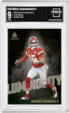Patrick Mahomes II from the 2024 Panini Luminance set graded by Arena Club and given an overall grade of 9.