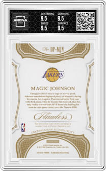 Magic Johnson from the 2018-19 Panini Flawless set and given an overall grade of 9.5.