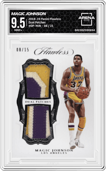 Magic Johnson from the 2018-19 Panini Flawless set and given an overall grade of 9.5.