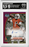 Cameron Ward from the 2024 Bowman University Chrome set featuring a Fuchsia Refractor parallel graded by Arena Club and given an overall grade of 9.5.