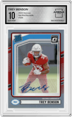Trey Benson from the 2024 Donruss set graded by Arena Club and given an overall grade of 10.