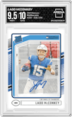 Ladd McConkey from the 2024 Donruss set graded by Arena Club and given an overall grade of 9.5.