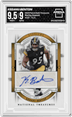 Keeanu Benton from the 2023 Panini National Treasures set featuring a Emerald  parallel graded by Arena Club and given an overall grade of 9.5.
