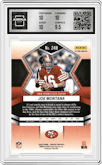 Joe Montana from the 2022 Panini Mosaic set featuring a Genesis parallel graded by Arena Club and given an overall grade of 10.