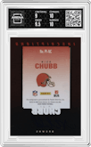 Nick Chubb from the 2020 Panini One set graded by Arena Club and given an overall grade of 9.5.