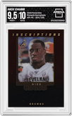 Nick Chubb from the 2020 Panini One set graded by Arena Club and given an overall grade of 9.5.
