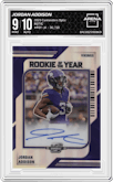 Jordan Addison from the 2023 Panini Contenders Optic set graded by Arena Club and given an overall grade of 9.
