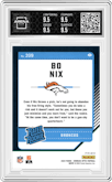Bo Nix from the 2024 Donruss Optic set featuring a Purple Shock parallel graded by Arena Club and given an overall grade of 9.5.