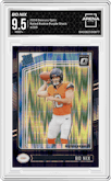 Bo Nix from the 2024 Donruss Optic set featuring a Purple Shock parallel graded by Arena Club and given an overall grade of 9.5.