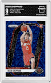 Reed Sheppard from the 2024-25 Panini Prizm set featuring a Fast Break Blue parallel graded by Arena Club and given an overall grade of 9.