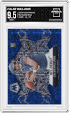 Caleb Williams from the 2024 Panini Mosaic set featuring a No Huddle Blue parallel graded by Arena Club and given an overall grade of 9.5.