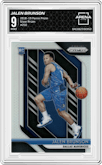 Jalen Brunson from the 2018-19 Panini Prizm set featuring a Silver Prizm parallel graded by Arena Club and given an overall grade of 9.