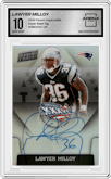 Lawyer Milloy from the 2020 Panini Impeccable set graded by Arena Club and given an overall grade of 10.