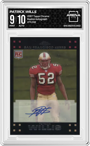 Patrick Wills from the 2007 Topps Chrome set graded by Arena Club and given an overall grade of 9.