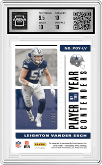 Leighton Vander Esch from the 2019 Panini Contenders Optic set graded by Arena Club and given an overall grade of 10.