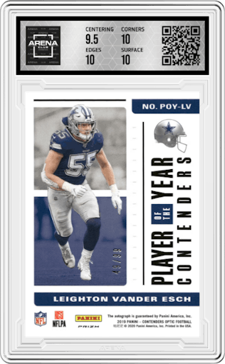 Leighton Vander Esch from the 2019 Panini Contenders Optic set graded by Arena Club and given an overall grade of 10.
