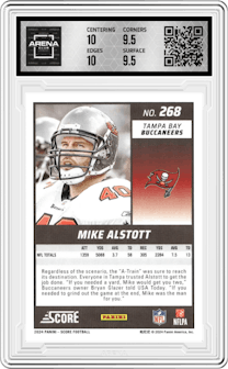 Mike Alstott from the 2024 Panini Score set graded by Arena Club and given an overall grade of 10.