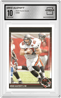 Mike Alstott from the 2024 Panini Score set graded by Arena Club and given an overall grade of 10.