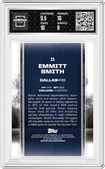 Emmitt Smith from the 2024 Topps Signature Class set graded by Arena Club and given an overall grade of 9.5.