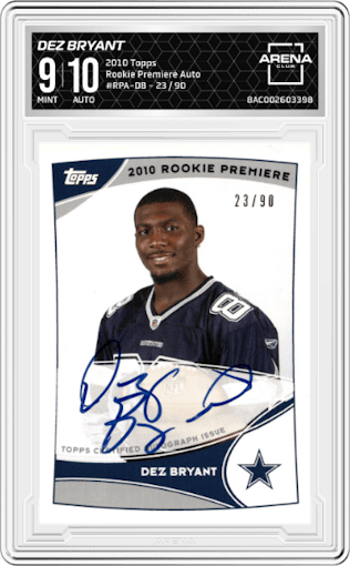 Dez Bryant from the 2010 Topps set graded by Arena Club and given an overall grade of 9.