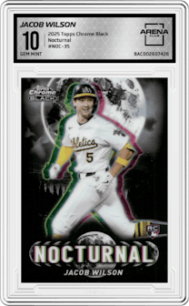 Jacob Wilson from the 2025 Topps Chrome Black set graded by Arena Club and given an overall grade of 10.