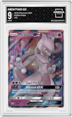 Mewtwo GX from the 2019 Pokemon S&M  set graded by Arena Club and given an overall grade of 9.