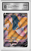 Charizard V from the 2020 Pokemon SWSH set featuring a Champion's Path ETB parallel graded by Arena Club and given an overall grade of 10.