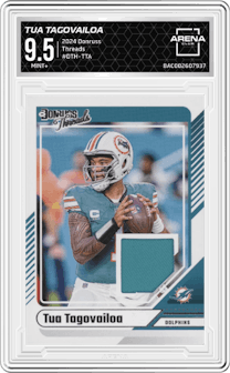 Tua Tagovailoa from the 2024 Donruss set graded by Arena Club and given an overall grade of 9.5.