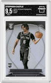 Stephon Castle from the 2024-25 Panini Totally Certified set featuring a Mirror parallel graded by Arena Club and given an overall grade of 9.5.