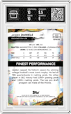 Jayden Daniels from the 2024 Finest set featuring a Refractor parallel graded by Arena Club and given an overall grade of 9.5.