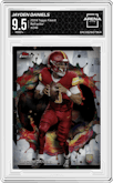 Jayden Daniels from the 2024 Finest set featuring a Refractor parallel graded by Arena Club and given an overall grade of 9.5.