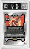 Travis Kelce from the 2023 Panini Prizm set featuring a Black/White Checker parallel graded by Arena Club and given an overall grade of 9.
