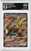 Gouging Fire ex from the 2024 Pokemon SV set graded by Arena Club and given an overall grade of 9.5.