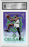 Jaylen Brown from the 2016-17 Panini Excalibur set featuring a Purple parallel graded by Arena Club and given an overall grade of 10.