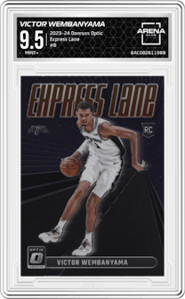 Victor Wembanyama from the 2023-24 Donruss Optic set graded by Arena Club and given an overall grade of 9.5.