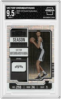 Victor Wembanyama  from the 2023-24 Panini Contenders set graded by Arena Club and given an overall grade of 9.5.