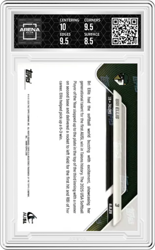 Bri Ellis from the 2025 Topps Now AUSL set graded by Arena Club and given an overall grade of 9.
