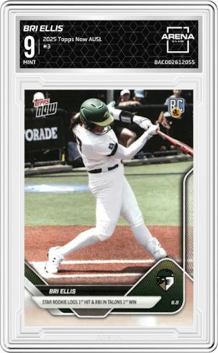 Bri Ellis from the 2025 Topps Now AUSL set graded by Arena Club and given an overall grade of 9.