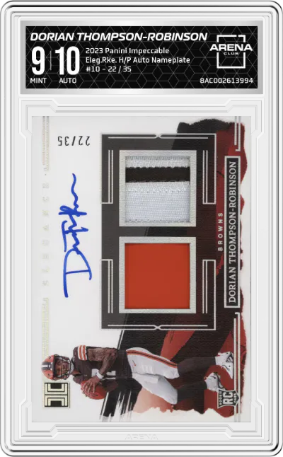 2023 Panini Impeccable Eleg.Rke. H/P Auto Dorian Thompson-Robinson Nameplate #10 ARENA CLUB 9