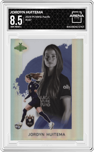 Jordyn Huitema from the 2024 Parkside NWSL Pacific set graded by Arena Club and given an overall grade of 8.5.