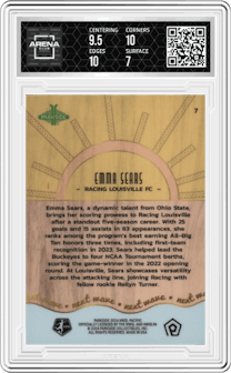 Emma Sears from the 2024 Parkside NWSL Pacific set graded by Arena Club and given an overall grade of 7.5.