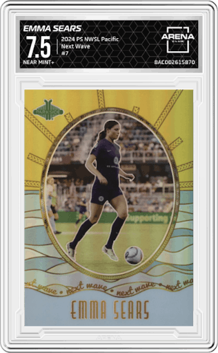 Emma Sears from the 2024 Parkside NWSL Pacific set graded by Arena Club and given an overall grade of 7.5.