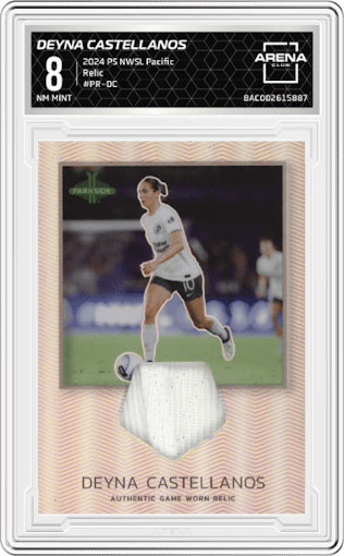 Deyna Castellanos from the 2024 Parkside NWSL Pacific set graded by Arena Club and given an overall grade of 8.