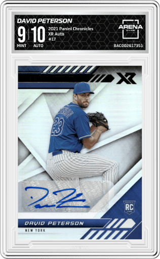 David Peterson from the 2021 Panini Chronicles set graded by Arena Club and given an overall grade of 9.