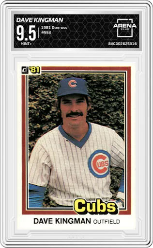 Dave Kingman from the 1981 Donruss set graded by Arena Club and given an overall grade of 9.5.