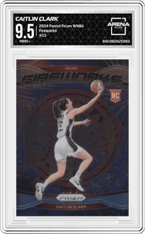 Caitlin Clark from the 2024 Panini Prizm WNBA set graded by Arena Club and given an overall grade of 9.5.